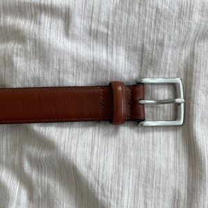 J. Crew Brown Leather Belt with Silver Buckle